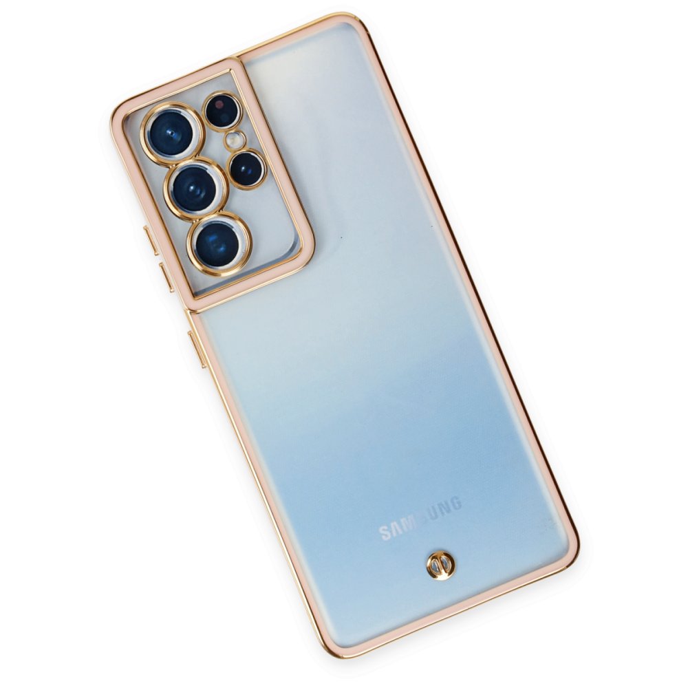 Newface Samsung Galaxy S21 Ultra Kılıf Liva Lens Silikon - Rose