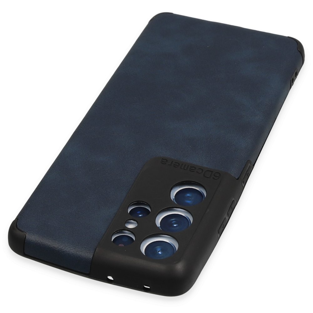 Newface Samsung Galaxy S21 Ultra Kılıf Loop Deri Silikon - Lacivert