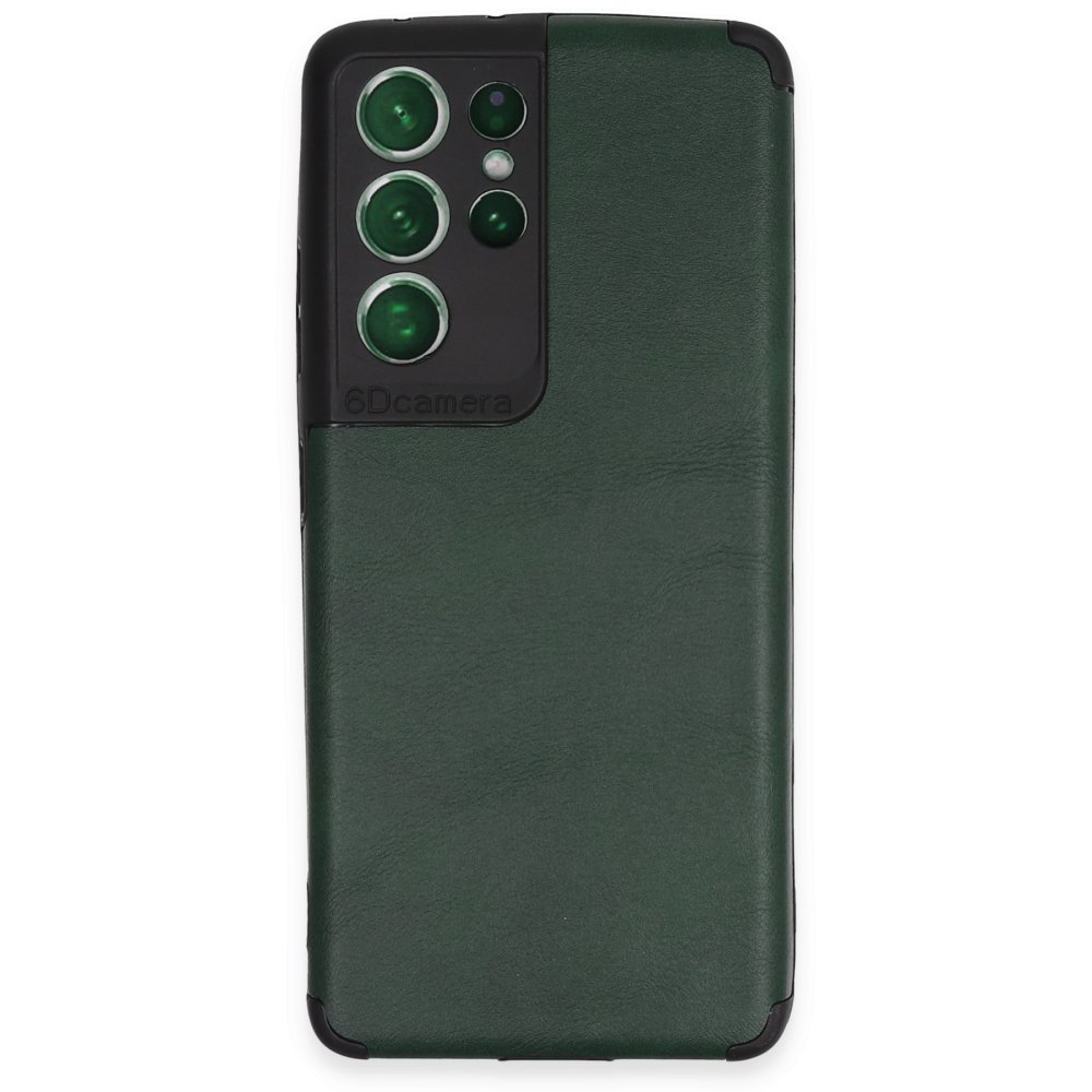 Newface Samsung Galaxy S21 Ultra Kılıf Loop Deri Silikon - Yeşil