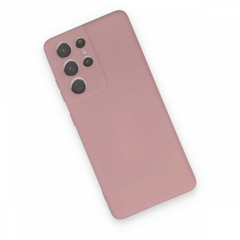 Newface Samsung Galaxy S21 Ultra Kılıf Nano içi Kadife Silikon - Pudra