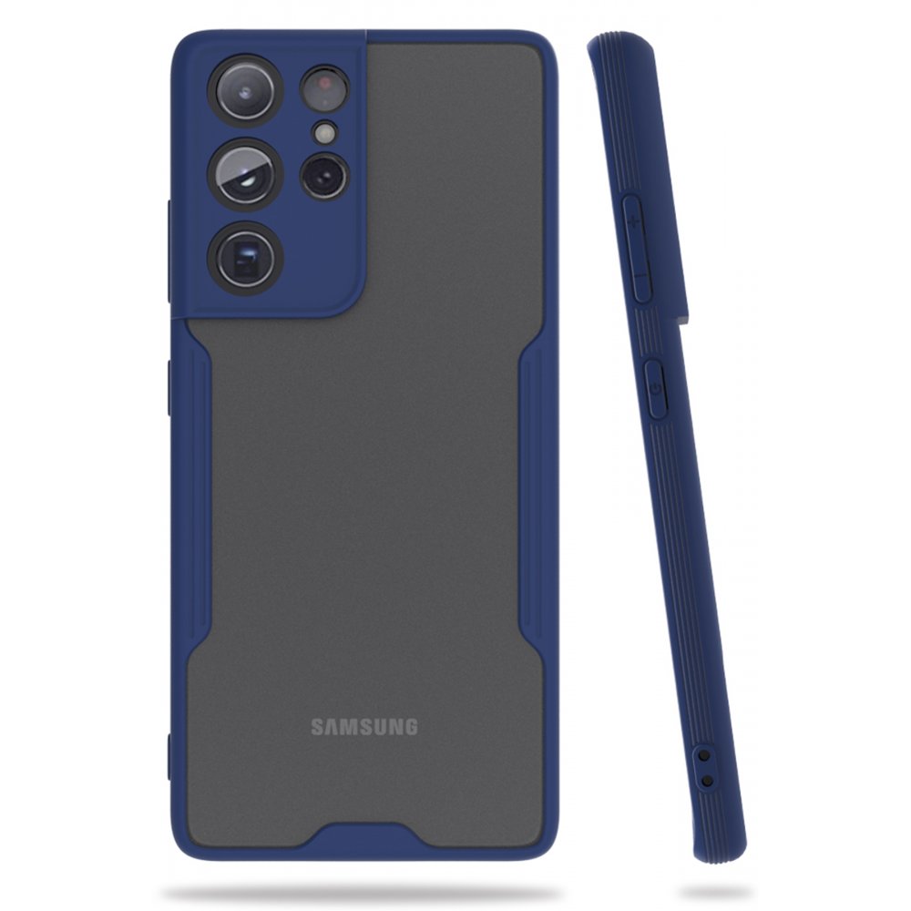 Newface Samsung Galaxy S21 Ultra Kılıf Platin Silikon - Lacivert