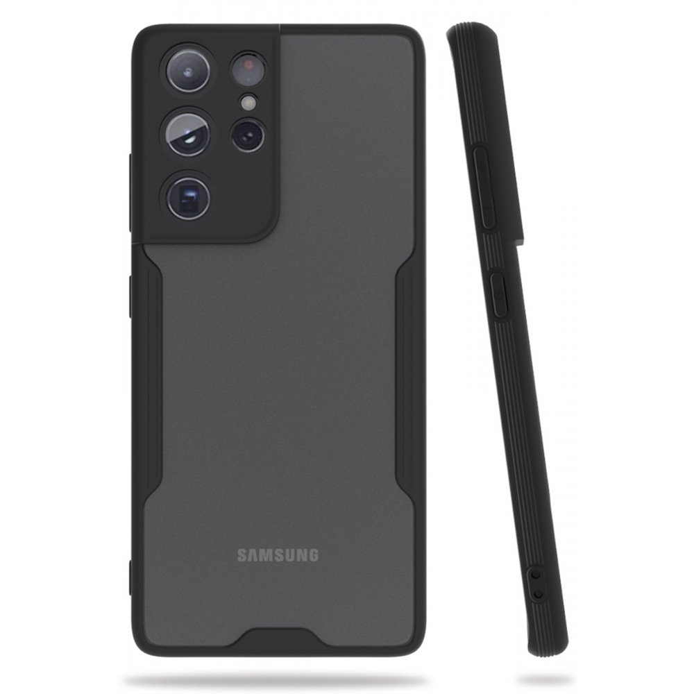 Newface Samsung Galaxy S21 Ultra Kılıf Platin Silikon - Siyah