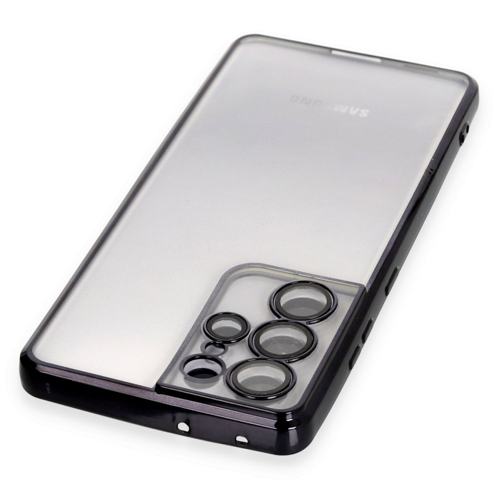 Newface Samsung Galaxy S21 Ultra Kılıf Razer Lensli Silikon - Siyah