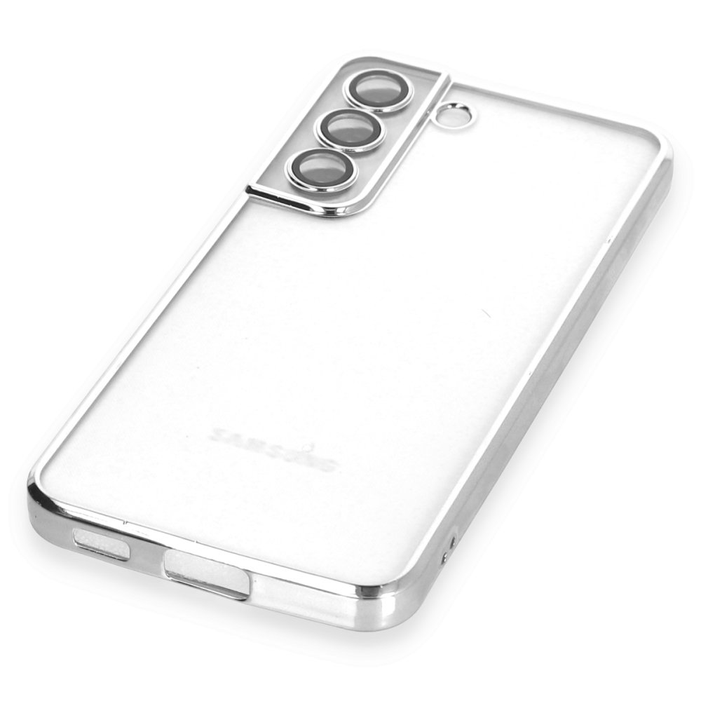 Newface Samsung Galaxy S22 Kılıf Razer Lensli Silikon - Gümüş