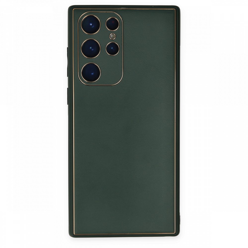 Newface Samsung Galaxy S22 Ultra Kılıf Coco Deri Silikon Kapak - Yeşil