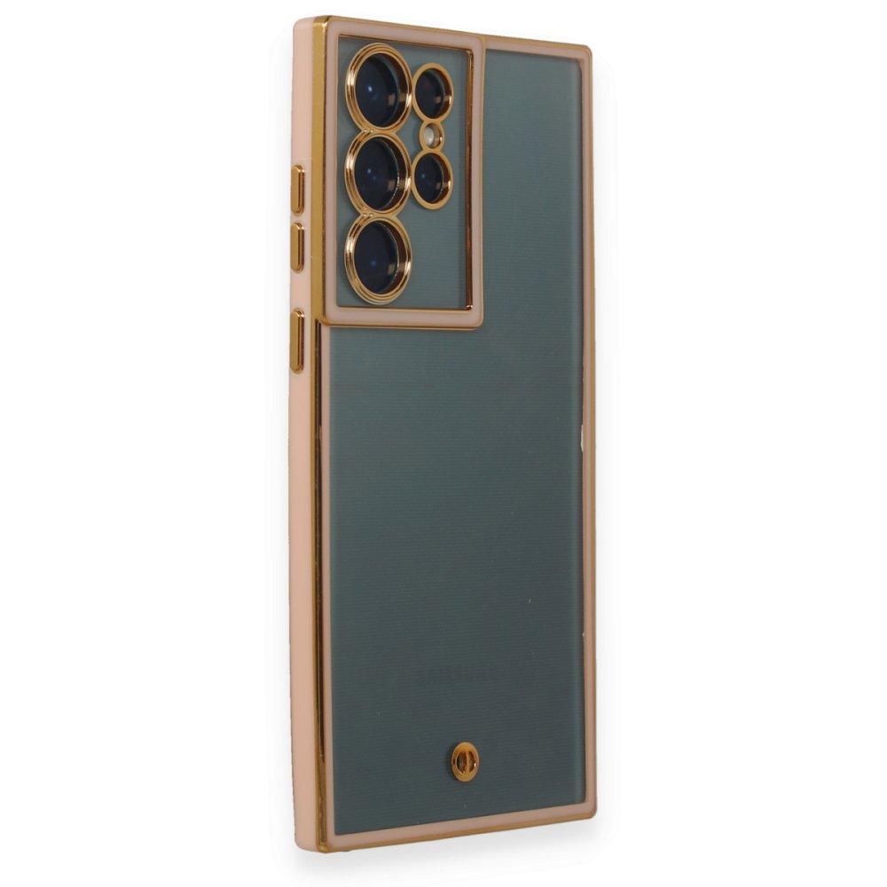 Newface Samsung Galaxy S22 Ultra Kılıf Liva Lens Silikon - Pudra