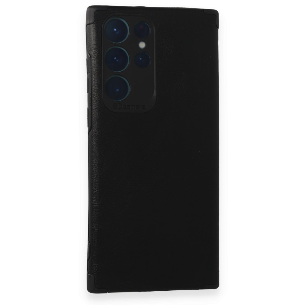 Newface Samsung Galaxy S22 Ultra Kılıf Loop Deri Silikon - Siyah