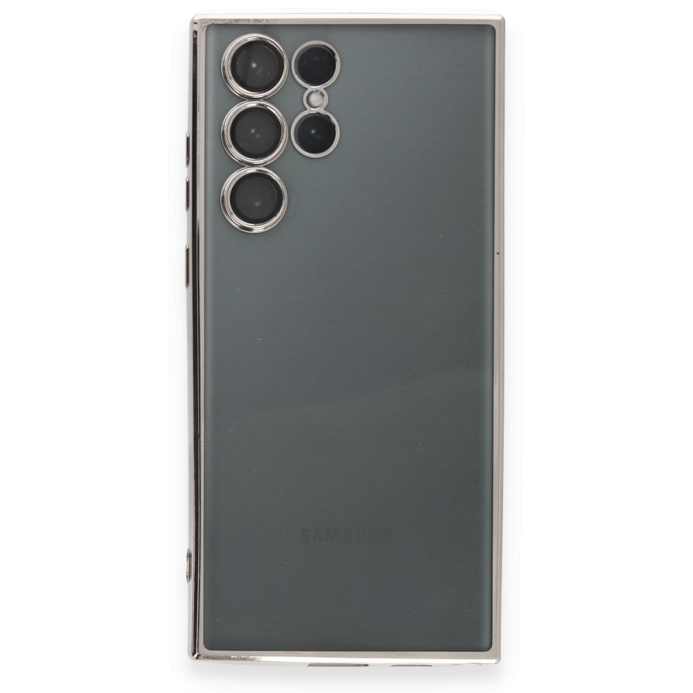 Newface Samsung Galaxy S22 Ultra Kılıf Razer Lensli Silikon - Gümüş