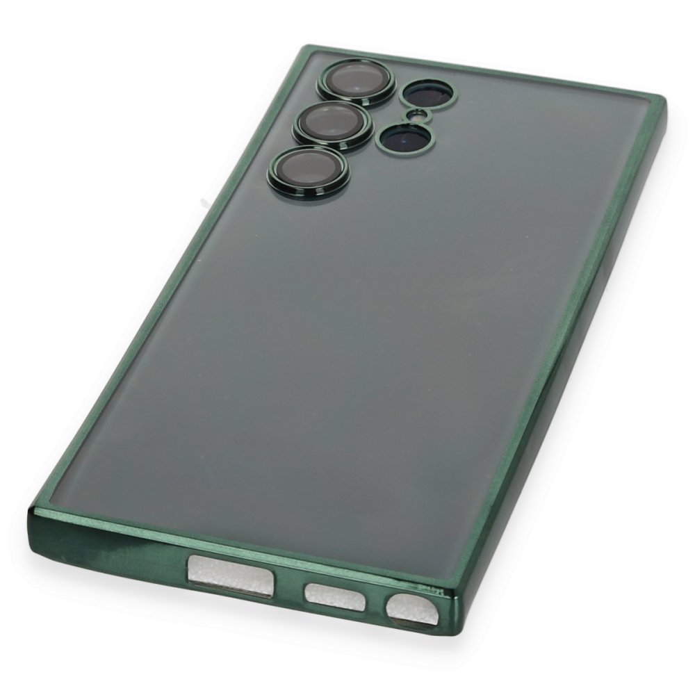 Newface Samsung Galaxy S22 Ultra Kılıf Razer Lensli Silikon - Yeşil