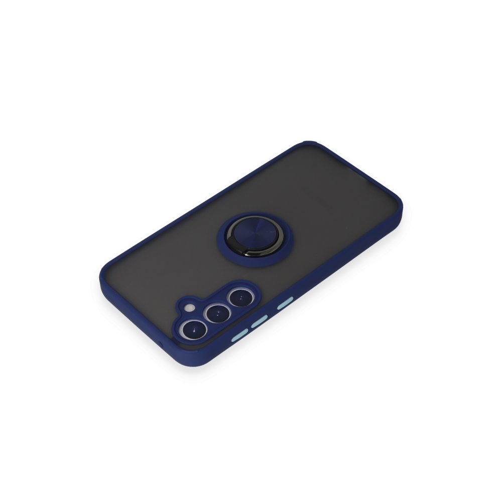 Newface Samsung Galaxy S23 FE Kılıf Montreal Yüzüklü Silikon Kapak - Lacivert