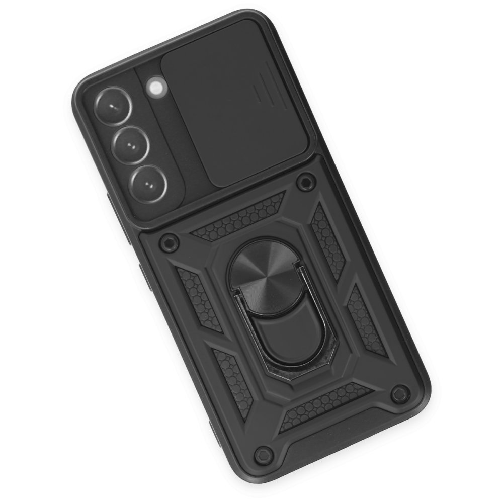 Newface Samsung Galaxy S23 FE Kılıf Pars Lens Yüzüklü Silikon - Siyah