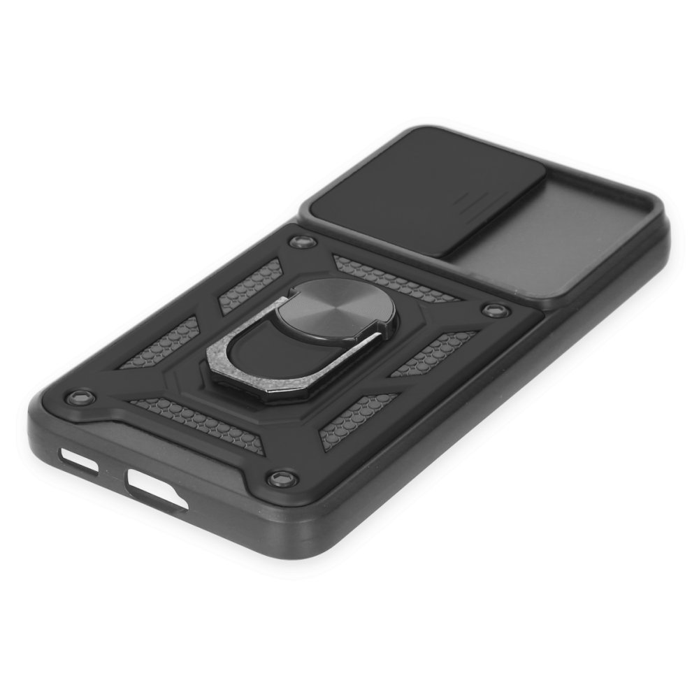 Newface Samsung Galaxy S23 FE Kılıf Pars Lens Yüzüklü Silikon - Siyah