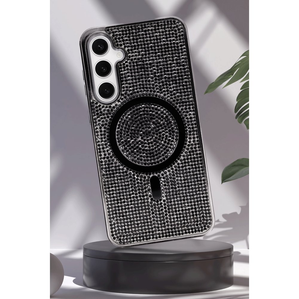 Newface Samsung Galaxy S23 Kılıf Diamond Magsafe Kapak - Siyah