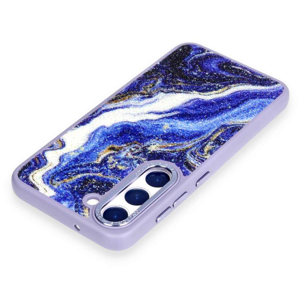 Newface Samsung Galaxy S23 Kılıf Moda Simli Kapak - Mavi