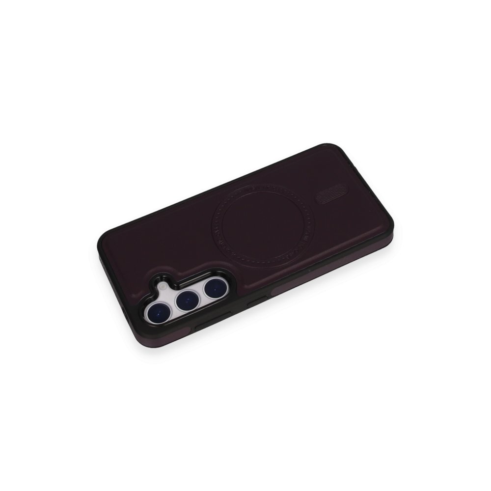 Newface Samsung Galaxy S23 Kılıf Ozzi Magsafe Deri Kapak - Derin Mor