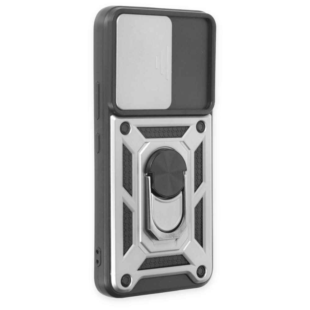 Newface Samsung Galaxy S24 Plus Kılıf Pars Lens Yüzüklü Silikon - Gümüş