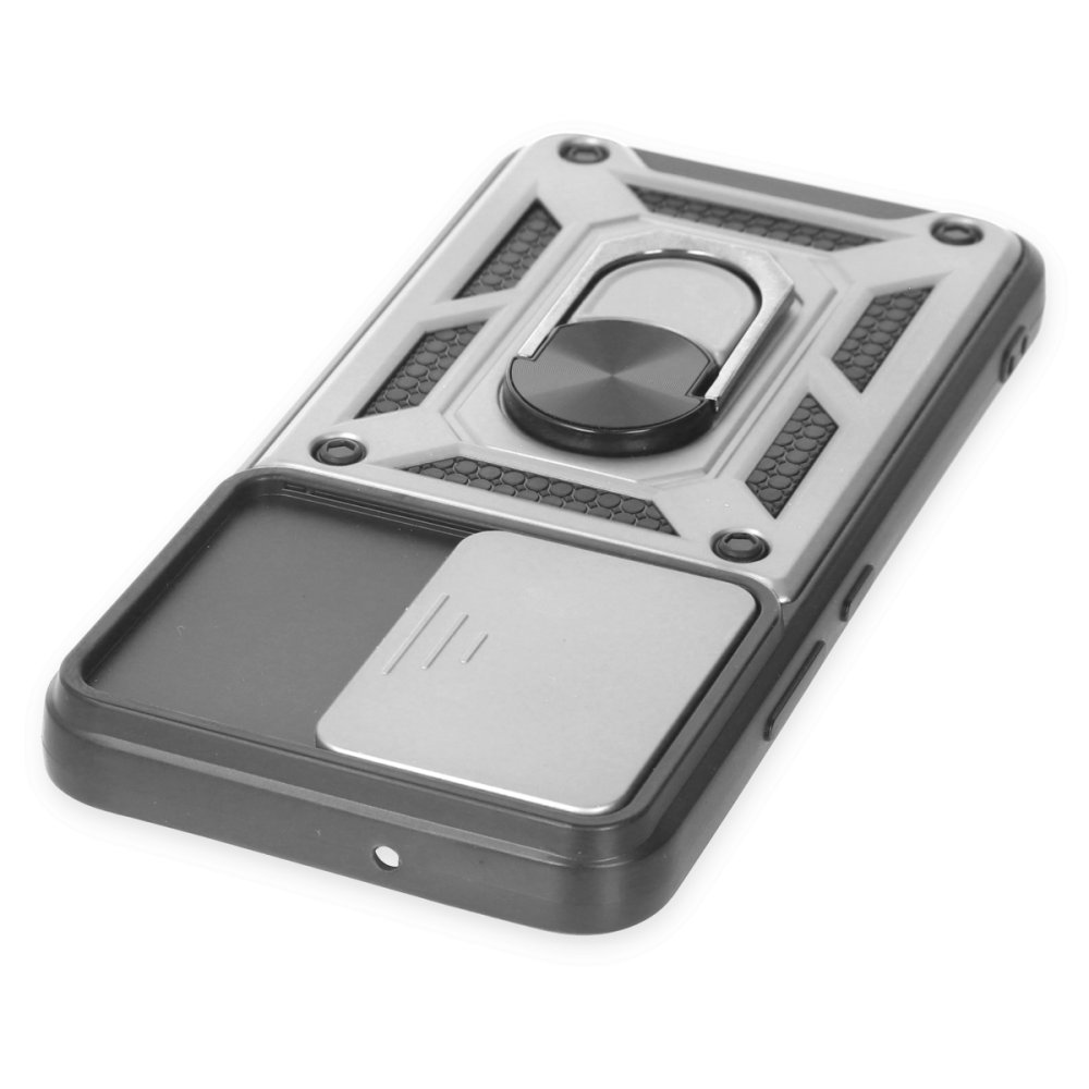 Newface Samsung Galaxy S24 Plus Kılıf Pars Lens Yüzüklü Silikon - Gümüş