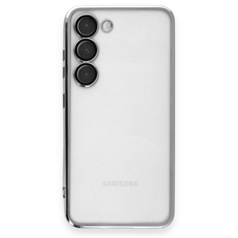 Newface Samsung Galaxy S23 Kılıf Razer Lensli Silikon - Gümüş