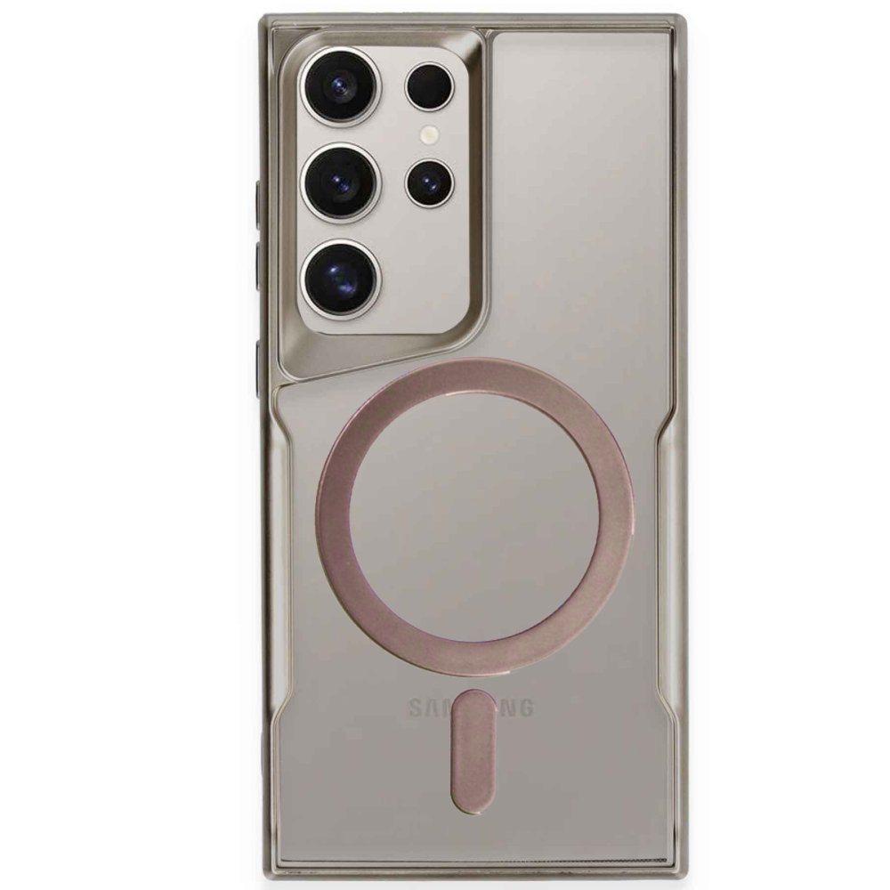 Newface Samsung Galaxy S23 Ultra Kılıf Boyi Magsafe Silikon Kapak - Titan Gri