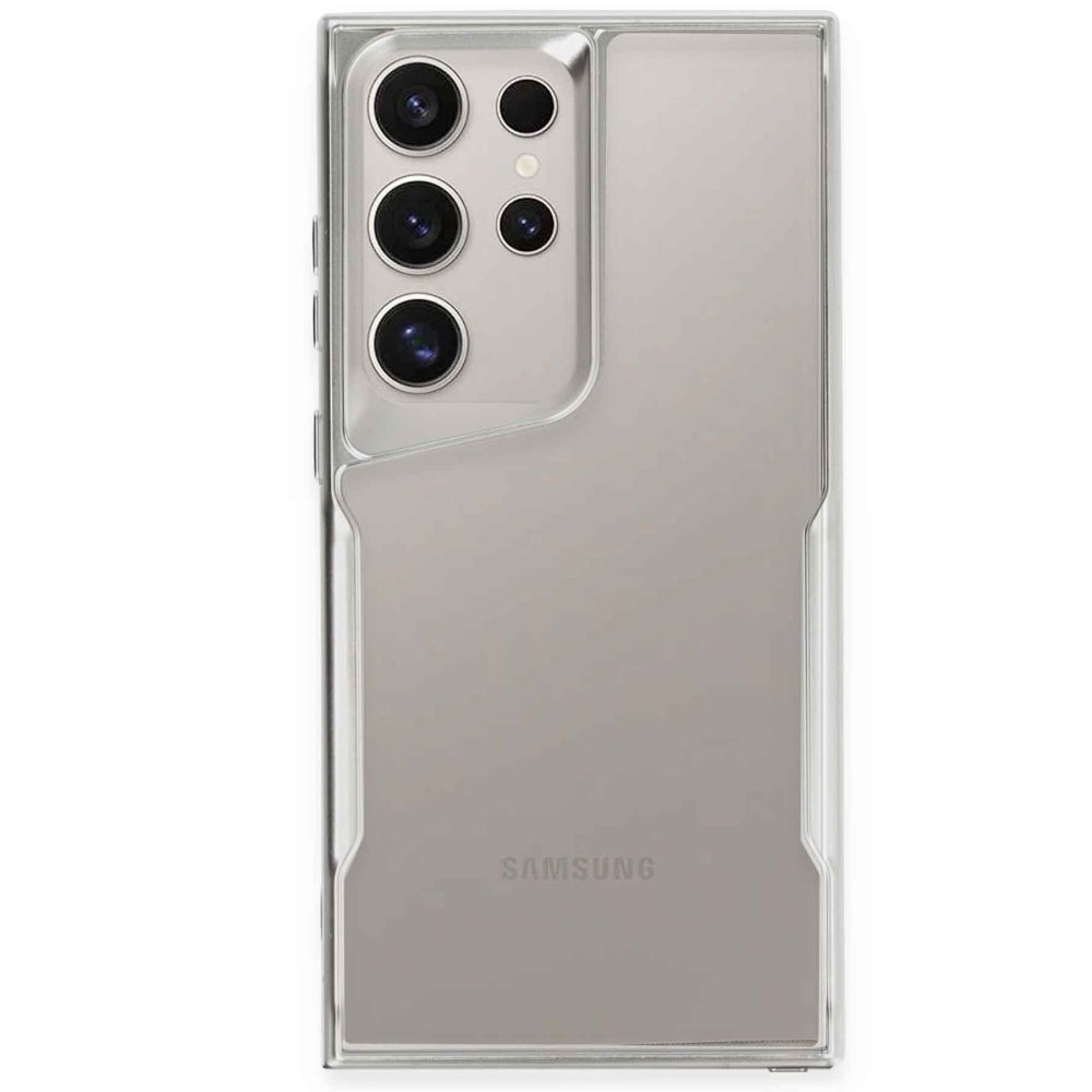 Newface Samsung Galaxy S23 Ultra Kılıf Boyi Silikon Kapak - Gümüş