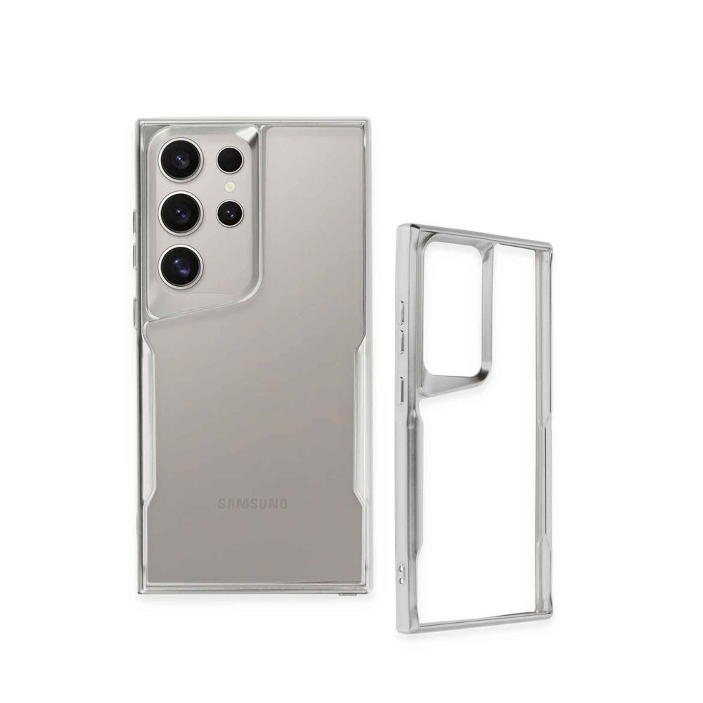 Newface Samsung Galaxy S23 Ultra Kılıf Boyi Silikon Kapak - Gümüş