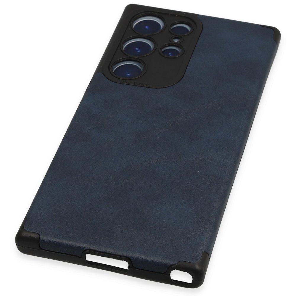 Newface Samsung Galaxy S23 Ultra Kılıf Loop Deri Silikon - Lacivert