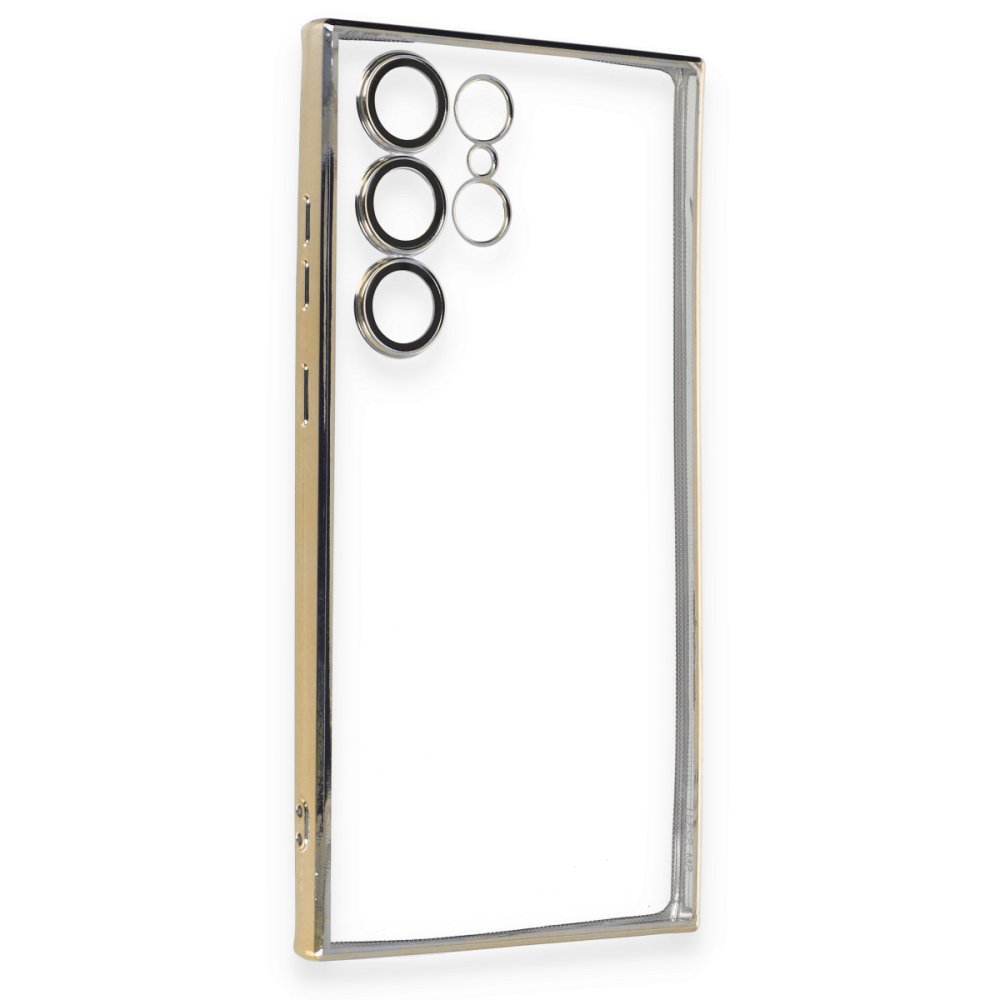 Newface Samsung Galaxy S24 Ultra Kılıf Razer Lensli Silikon - Gold