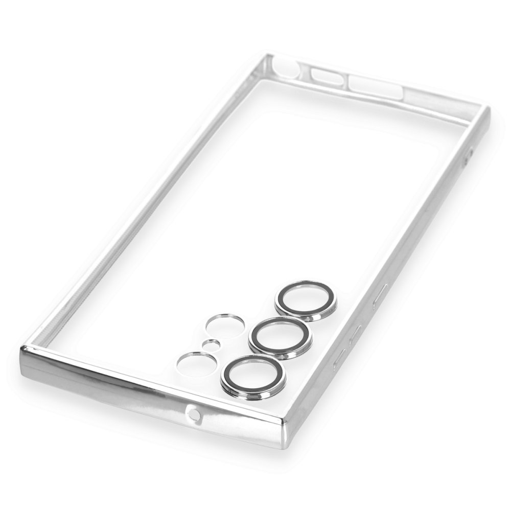 Newface Samsung Galaxy S24 Ultra Kılıf Razer Lensli Silikon - Gümüş