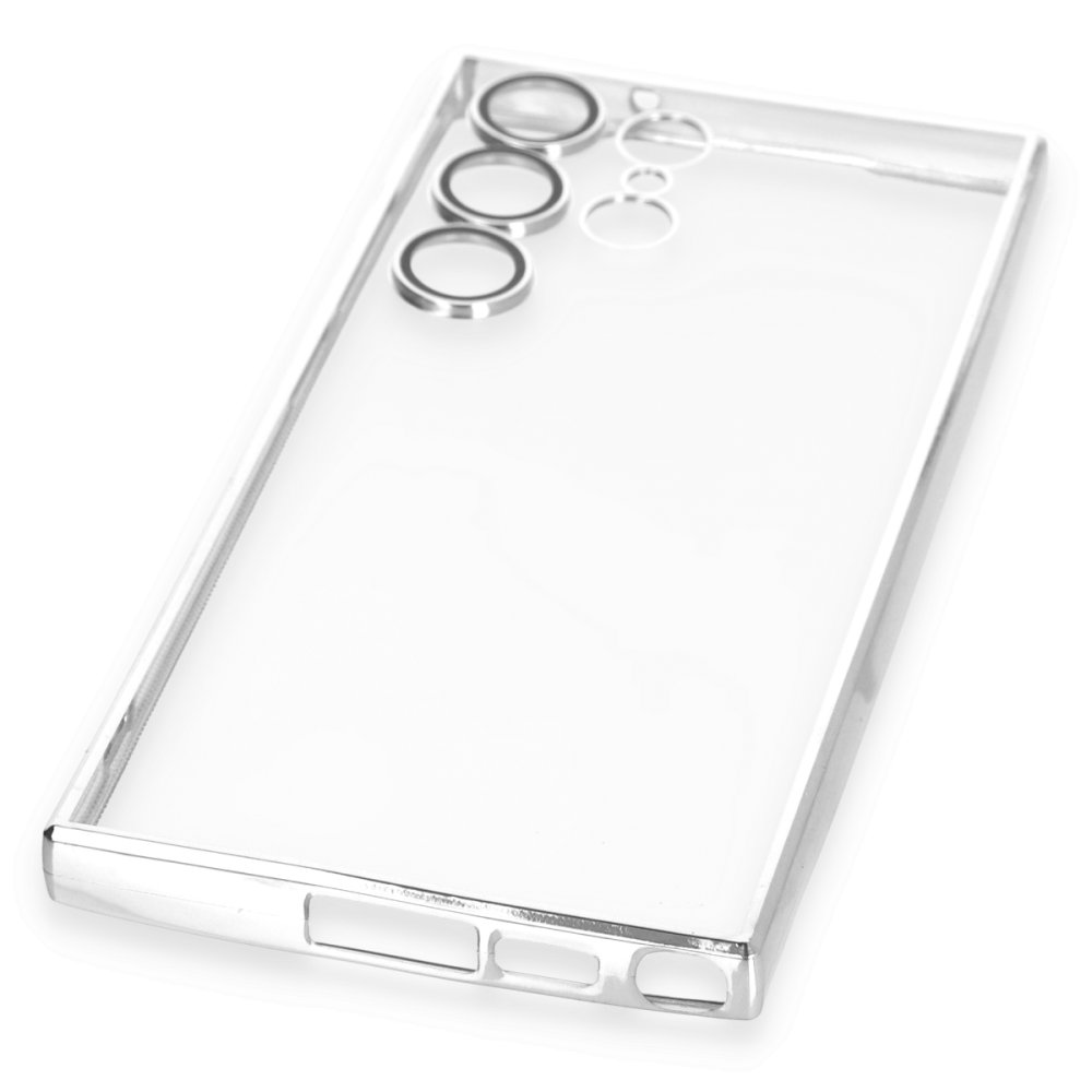 Newface Samsung Galaxy S24 Ultra Kılıf Razer Lensli Silikon - Gümüş