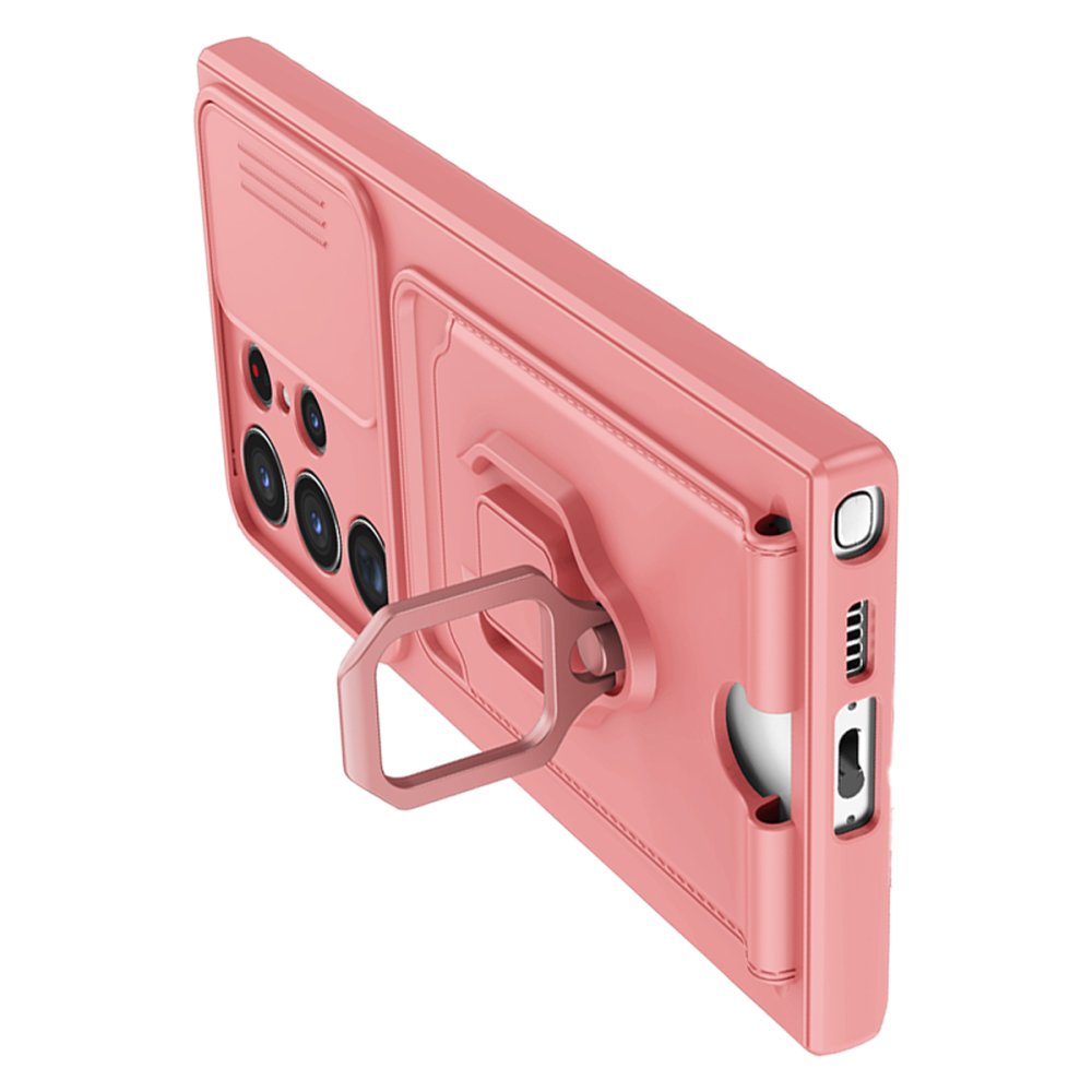 Newface Samsung Galaxy S23 Ultra Kılıf Zuma Kartvizitli Yüzüklü Silikon - Pembe