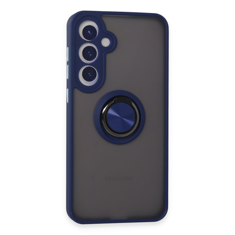 Newface Samsung Galaxy S24 Kılıf Montreal Yüzüklü Silikon Kapak - Lacivert