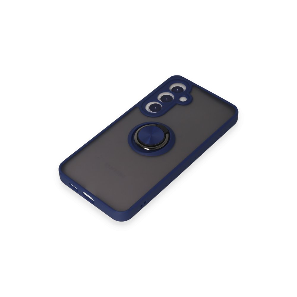Newface Samsung Galaxy S24 Kılıf Montreal Yüzüklü Silikon Kapak - Lacivert