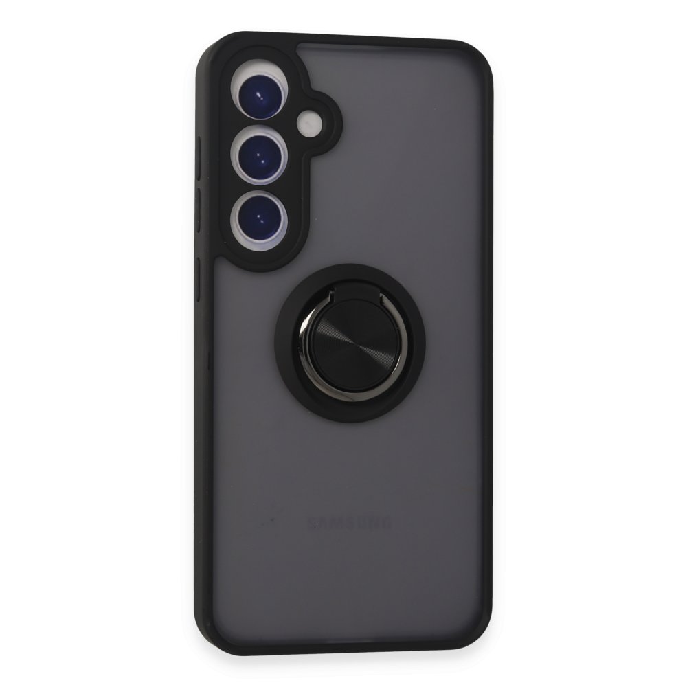 Newface Samsung Galaxy S24 Plus Kılıf Montreal Yüzüklü Silikon Kapak - Siyah