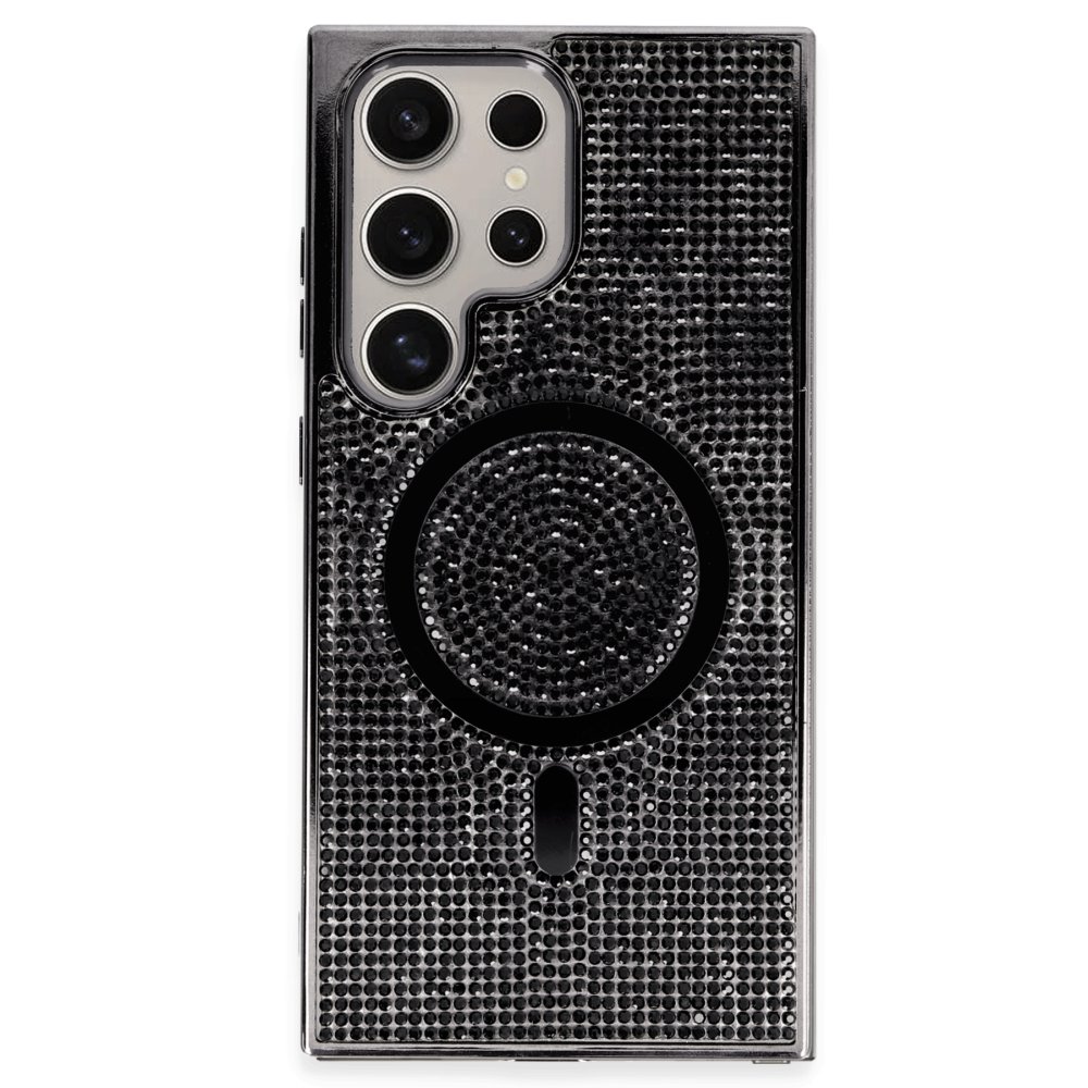 Newface Samsung Galaxy S24 Ultra Kılıf Diamond Magsafe Kapak - Siyah