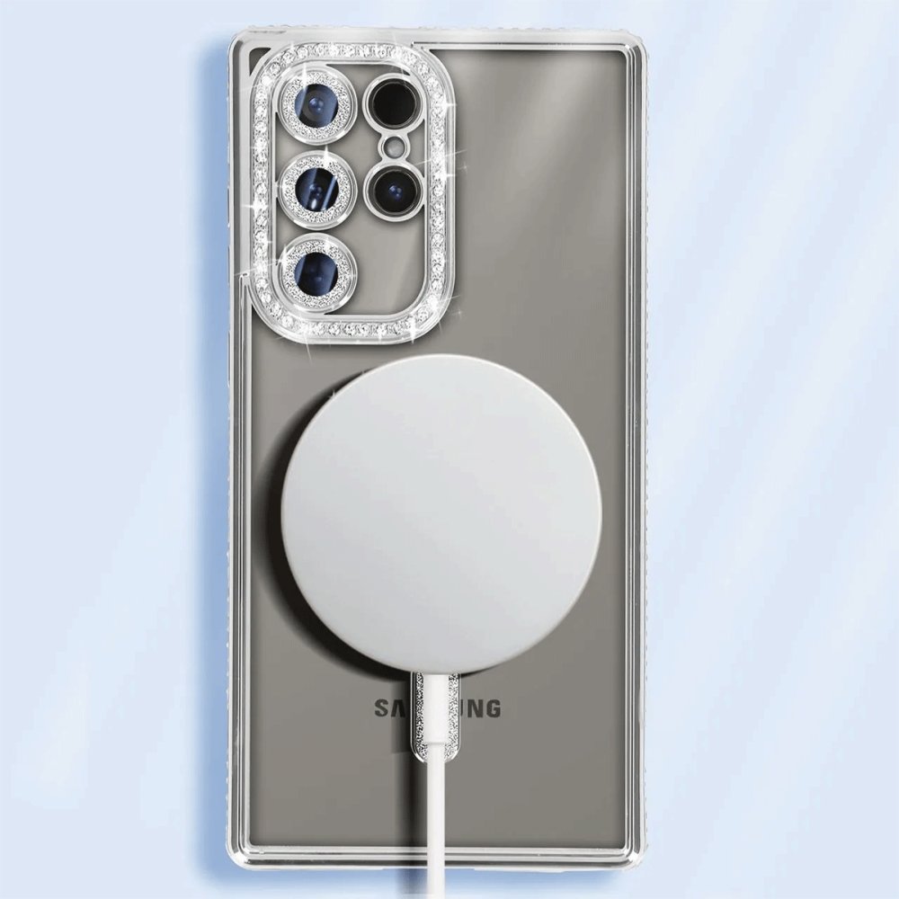 Newface Samsung Galaxy S24 Ultra Kılıf Joke Simli Magneticsafe Kılıf - Gümüş