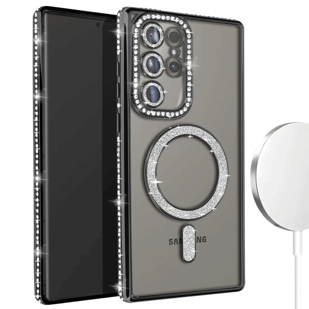 Newface Samsung Galaxy S24 Ultra Kılıf Joke Simli Magneticsafe Kılıf - Siyah