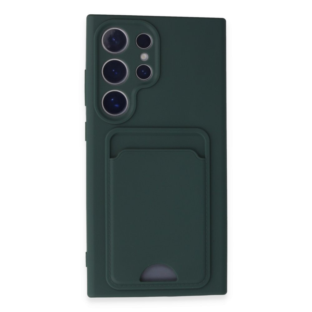 Newface Samsung Galaxy S24 Ultra Kılıf Kelvin Kartvizitli Silikon - Koyu Yeşil