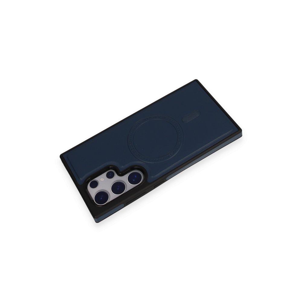 Newface Samsung Galaxy S24 Ultra Kılıf Ozzi Magsafe Deri Kapak - Lacivert