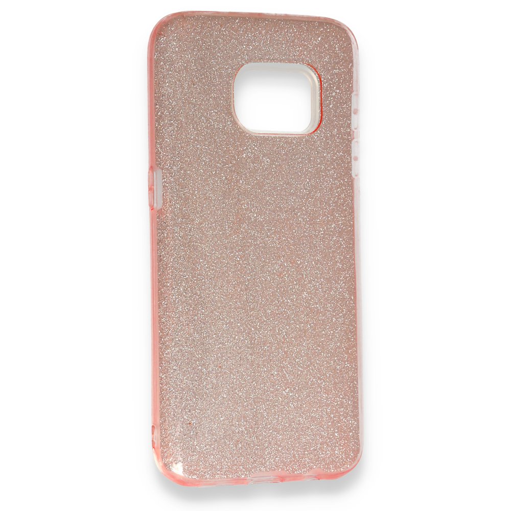 Newface Samsung Galaxy S7 Kılıf Simli Katmanlı Silikon - Rose