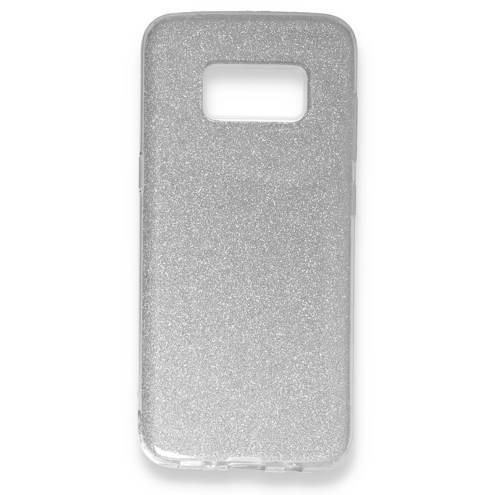 Newface Samsung Galaxy S8 Kılıf Simli Katmanlı Silikon - Gümüş