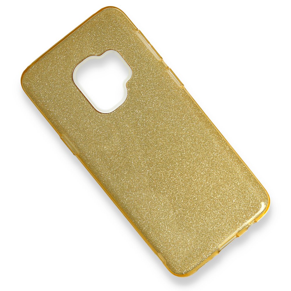 Newface Samsung Galaxy S9 Kılıf Simli Katmanlı Silikon - Gold