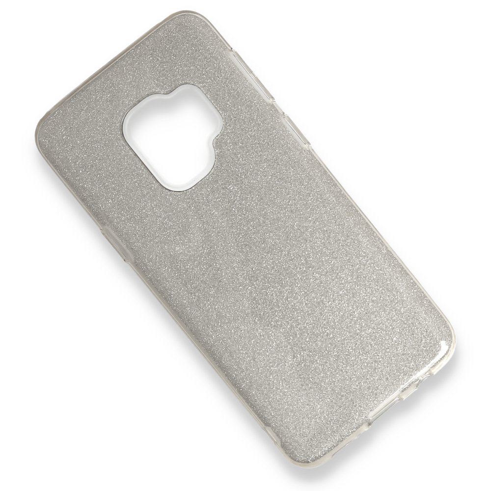Newface Samsung Galaxy S9 Kılıf Simli Katmanlı Silikon - Gümüş
