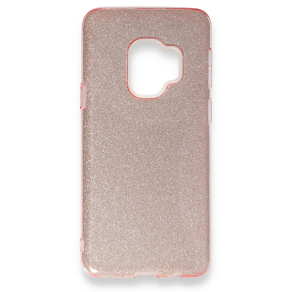 Newface Samsung Galaxy S9 Kılıf Simli Katmanlı Silikon - Rose
