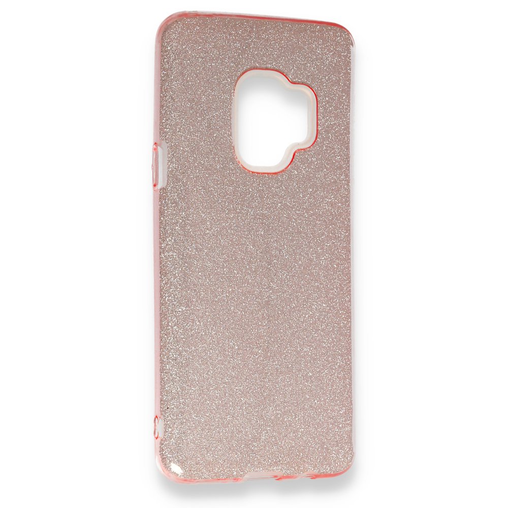 Newface Samsung Galaxy S9 Kılıf Simli Katmanlı Silikon - Rose