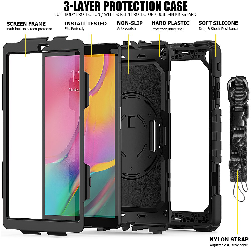 Newface Samsung Galaxy T510 Tab A 10.1 Kılıf Pars Tablet Kapak - Siyah