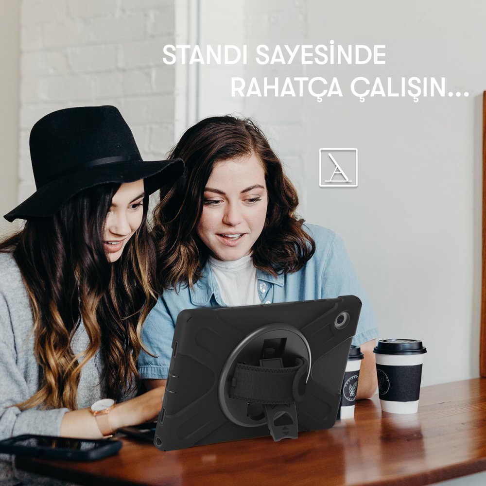 Newface Samsung Galaxy T540 Tab Active Pro Kılıf Amazing Tablet Kapak - Siyah