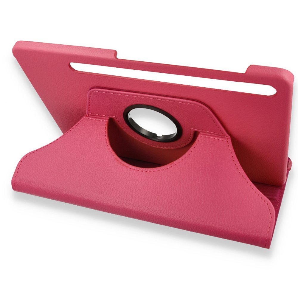 Newface Samsung Galaxy T970 Tab S7 Plus 12.4 Kılıf 360 Tablet Deri Kılıf - Pembe