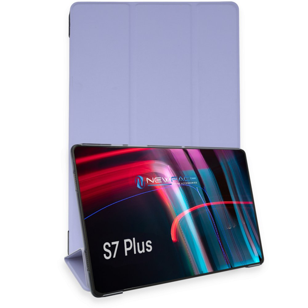 Newface Samsung Galaxy T970 Tab S7 Plus 12.4 Kılıf Tablet Smart Kılıf - Lila