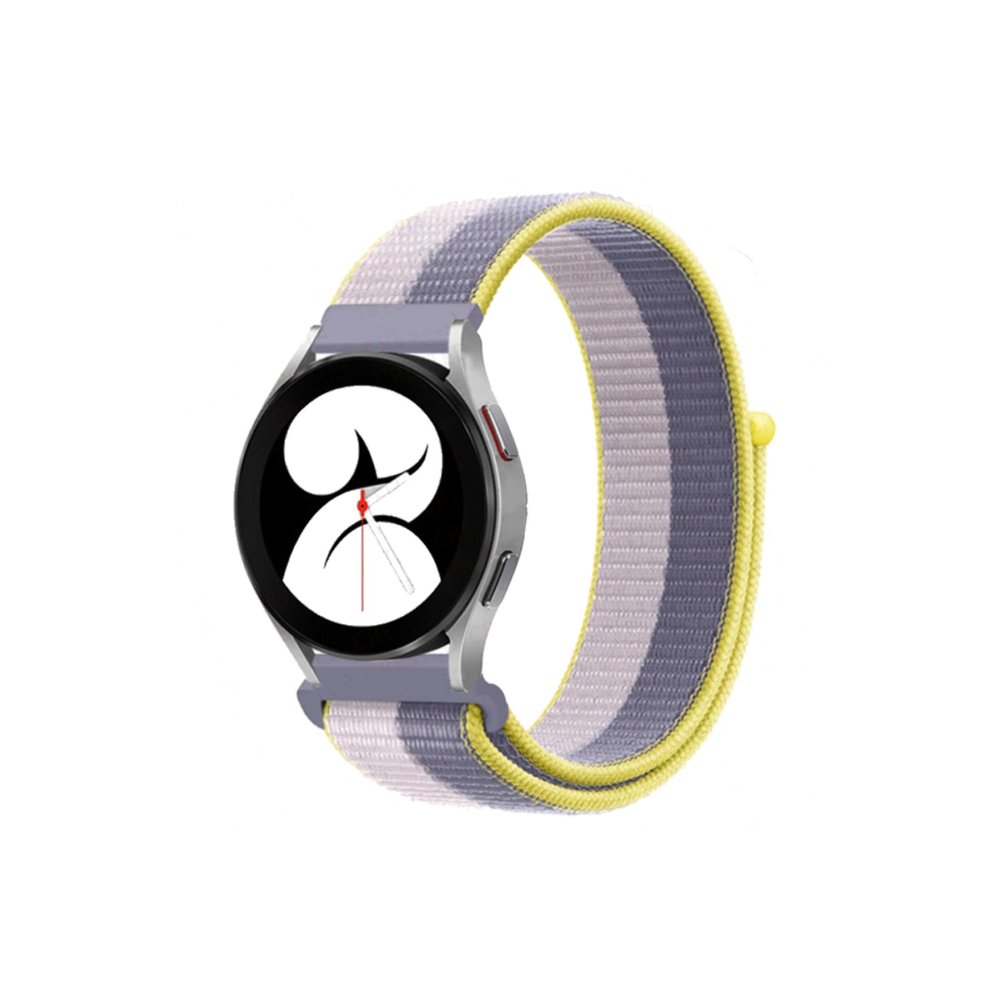 Newface Samsung Galaxy Watch 5 Hasırlı Cırtcırtlı Kordon - Gri-Beyaz