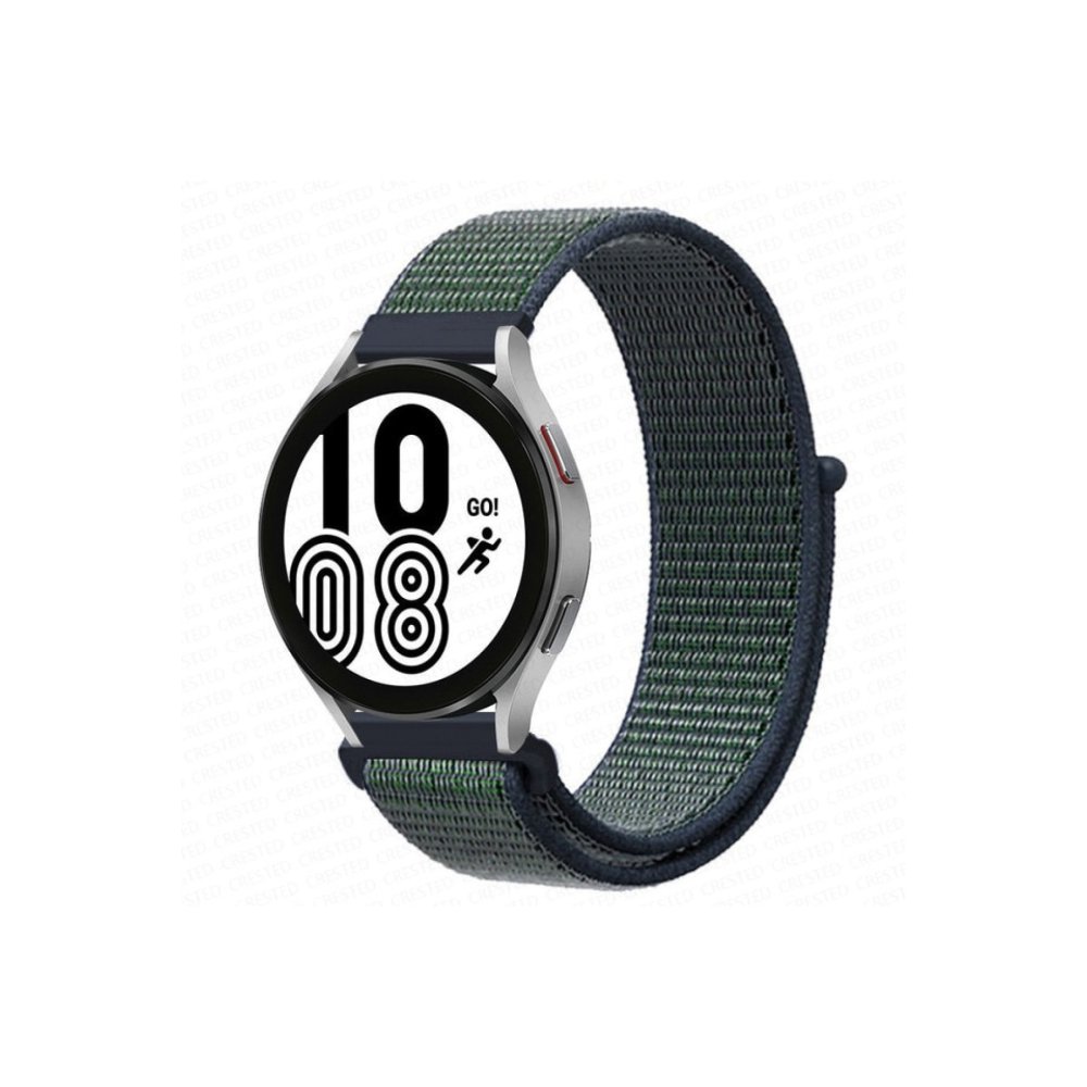 Newface Samsung Galaxy Watch 5 Hasırlı Cırtcırtlı Kordon - Lacivert-Yeşil